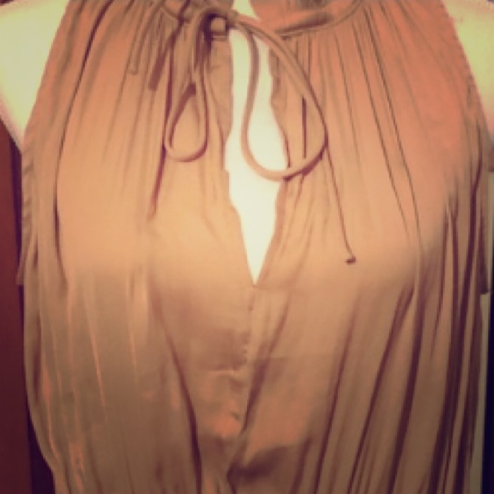 Current Air LA Anthro gathered waist tie neck top